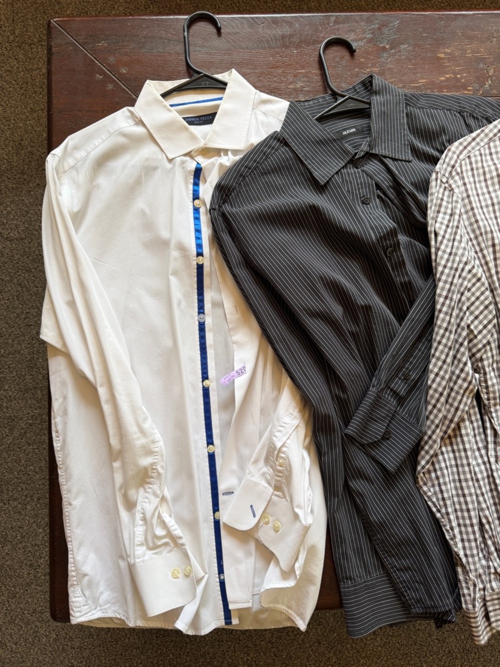 Multiples White Dress Shirt with Blue Placket Trim